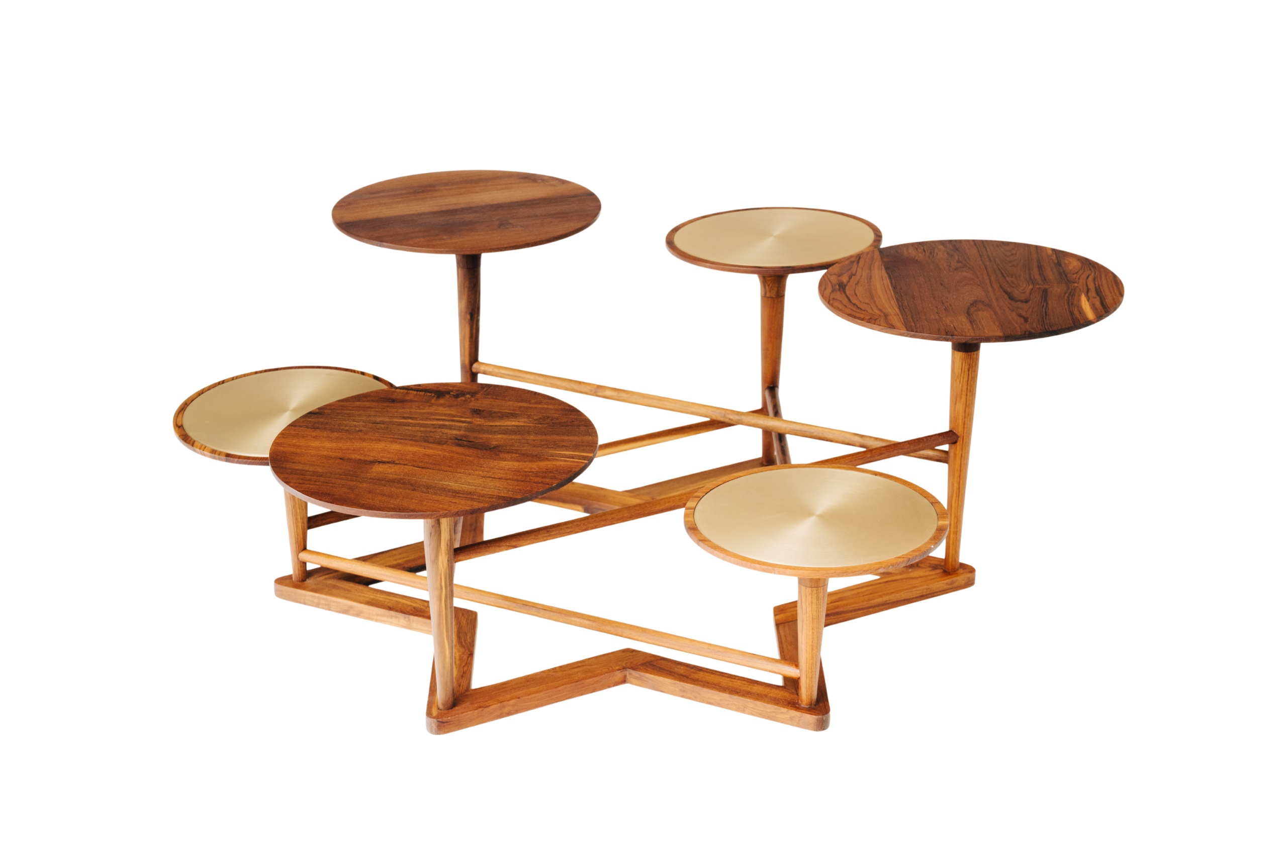 Bloom Center Table  (wood + brass)